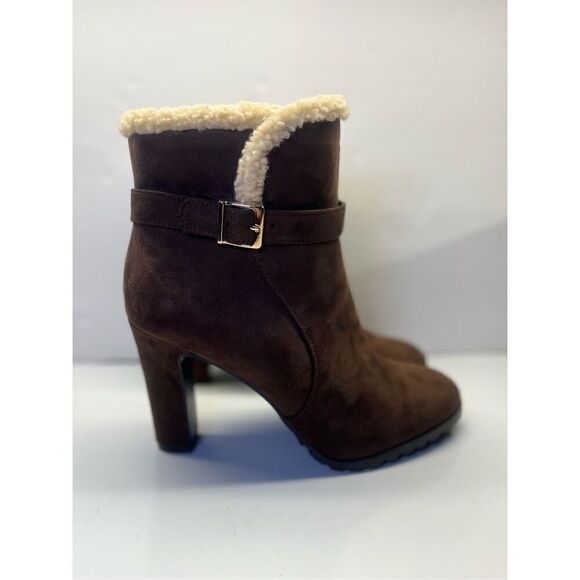 IMPO ORALIA Suede Booties with Shearling, Heels, Size 10M Brown - Picture 1 of 10